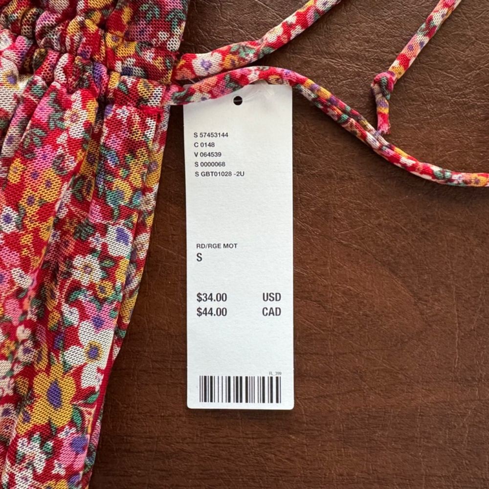NWT Urban Outfitters Floral Cinched Halter Tube Crop Top Size S - Picture 7 of 10